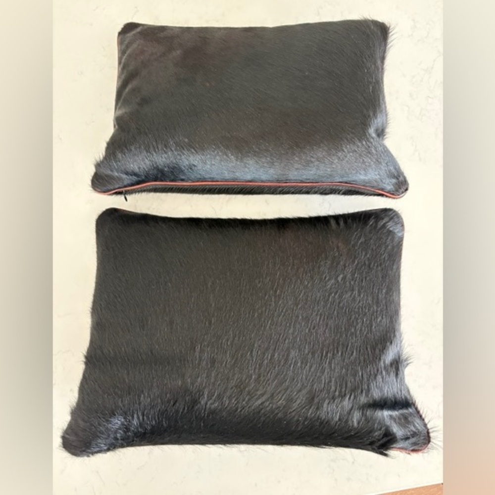 Black Faux Pony Hair Pillows